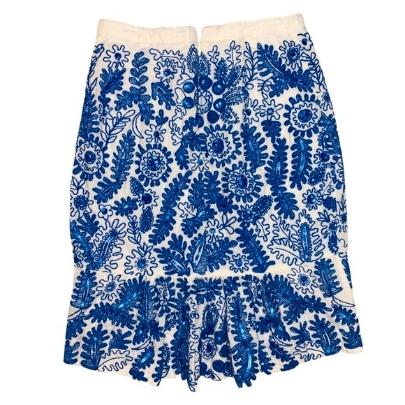 Anthropologie Moulinette Soeurs Embroidered Sequin Pencil Skirt Feminine Floral - Picture 3 of 14